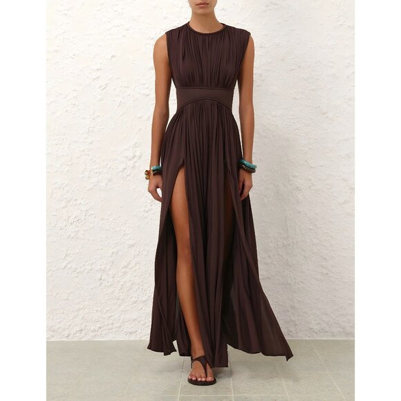 Zimmermann Dresses & Skirts - Zimmermann Women's Brown Slim-Fit Slit Dress
